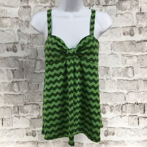 Ella Moss Women's Size M Tank Knit Green Striped Zig Zag